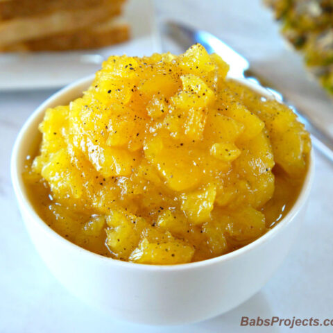 Pineapple Chutney in a White Bowl